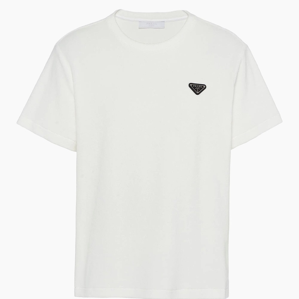 Prada Terry White T-Shirt with Logo